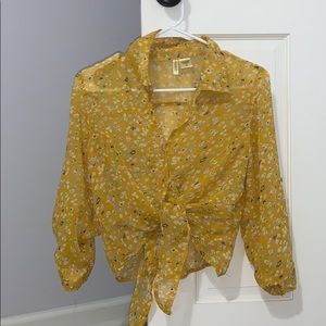 yellow floral blouse